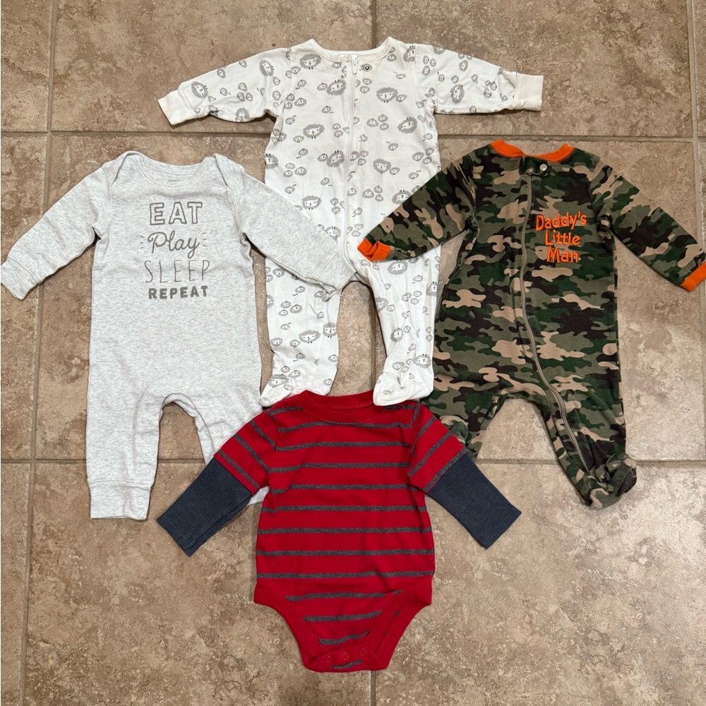 Baby Boys 6 Month Sleep and Play Bundle with Camo (Garanimals, Carters, Gerber)